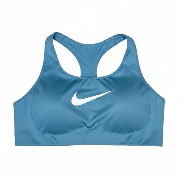Nike Dri-Fit Swoosh Racerback Sports Bra Large Blue Medium Support - Picture 1 of 6